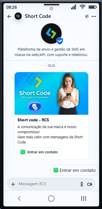 Exemplo de conversa RCS em um smartphone